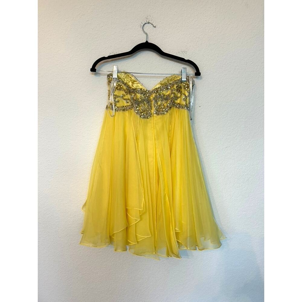 Sherri Hill Yellow Sequin Homecoming Dress - Picture 2 of 4